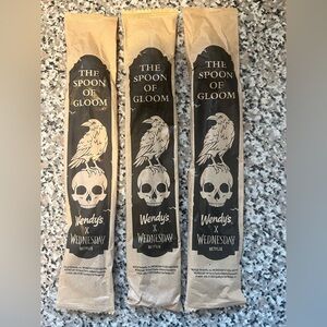 Lot of 3 Wendy's x Wednesday Spoon of Gloom - NEW SEALED Netflix Promo 2025